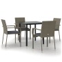 Set comedor jardín 5 pzas y cojines ratán sintético negro gris de , Conjuntos de jardín - Ref: Foro24-3185138, Precio: 326,23...