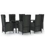 Set de comedor de jardín 7 pzas y cojines ratán sintético negro de , Conjuntos de jardín - Ref: Foro24-3185192, Precio: 860,6...