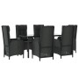 Set de comedor de jardín 7 pzas y cojines ratán sintético negro de , Conjuntos de jardín - Ref: Foro24-3185192, Precio: 860,6...