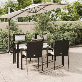 Set de muebles jardín 5 pzas con cojines ratán sintético negro de , Conjuntos de jardín - Ref: Foro24-3185110, Precio: 398,17...