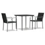 Juego comedor jardín 3 piezas y cojines ratán sintético y acero de , Conjuntos de jardín - Ref: Foro24-3186939, Precio: 216,1...
