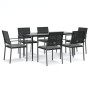 Juego comedor jardín 7 piezas y cojines ratán sintético y acero de , Conjuntos de jardín - Ref: Foro24-3187010, Precio: 389,6...