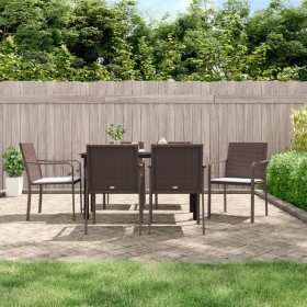 Juego comedor jardín 7 piezas y cojines ratán sintético y acero de , Conjuntos de jardín - Ref: Foro24-3186958, Precio: 409,7...
