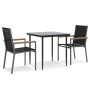 Juego de comedor para jardín 3 piezas acero y textilene negro de , Conjuntos de jardín - Ref: Foro24-3187033, Precio: 209,62 ...