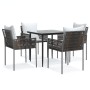 Juego comedor jardín 5 piezas y cojines ratán sintético y acero de , Conjuntos de jardín - Ref: Foro24-3187050, Precio: 386,5...