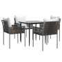 Juego comedor jardín 5 piezas y cojines ratán sintético y acero de , Conjuntos de jardín - Ref: Foro24-3187050, Precio: 386,5...