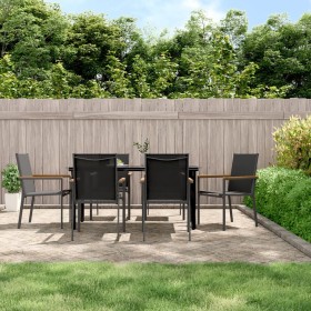 Juego de comedor para jardín 7 piezas acero y textilene negro de , Conjuntos de jardín - Ref: Foro24-3187046, Precio: 424,12 ...