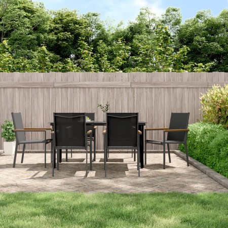 Juego de comedor para jardín 7 piezas acero y textilene negro de , Conjuntos de jardín - Ref: Foro24-3187046, Precio: 424,12 ...