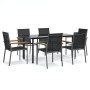 Juego de comedor para jardín 7 piezas acero y textilene negro de , Conjuntos de jardín - Ref: Foro24-3187046, Precio: 424,12 ...