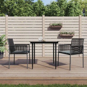 Set comedor jardín 3 pzas y cojines acero ratán sintético negro de , Conjuntos de jardín - Ref: Foro24-3187065, Precio: 251,2...