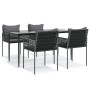 Juego comedor jardín 5 piezas y cojines ratán sintético y acero de , Conjuntos de jardín - Ref: Foro24-3187059, Precio: 492,6...