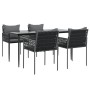 Juego comedor jardín 5 piezas y cojines ratán sintético y acero de , Conjuntos de jardín - Ref: Foro24-3187059, Precio: 492,6...