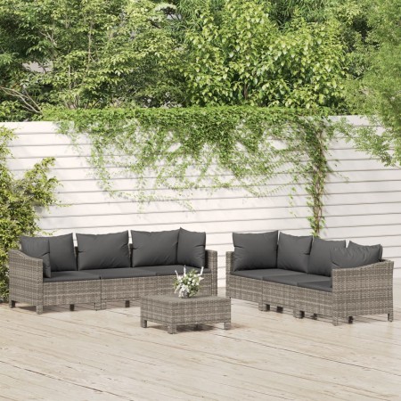 Set de muebles de jardín 7 pzas y cojines ratán sintético gris de , Conjuntos de jardín - Ref: Foro24-3187266, Precio: 631,28...