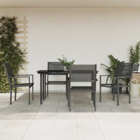 Juego de comedor para jardín 5 piezas acero y textilene negro de , Conjuntos de jardín - Ref: Foro24-3200720, Precio: 315,88 ...