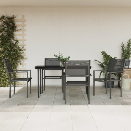 Juego de comedor para jardín 5 piezas acero y textilene negro de , Conjuntos de jardín - Ref: Foro24-3200720, Precio: 315,88 ...