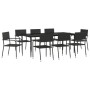 Juego de comedor de jardín 9 pzas ratán sintético y acero negro de , Conjuntos de jardín - Ref: Foro24-3203279, Precio: 399,8...