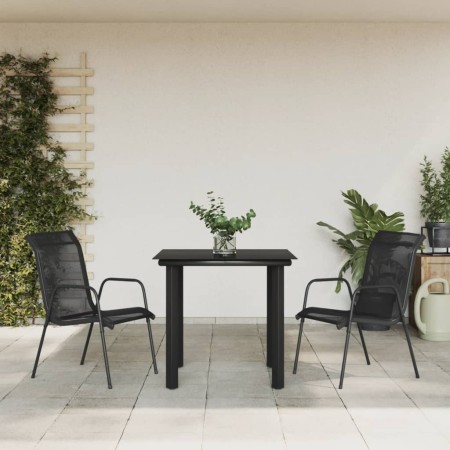 Juego de comedor para jardín 3 piezas acero y textilene negro de , Conjuntos de jardín - Ref: Foro24-3200690, Precio: 167,31 ...