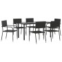 Juego de comedor de jardín 7 pzas ratán sintético y acero negro de , Conjuntos de jardín - Ref: Foro24-3203285, Precio: 309,5...