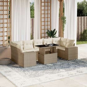 Set de sofás de jardín y cojines 8 piezas ratán sintético beige en Conjuntos de jardín | Comprar online en Foru.es