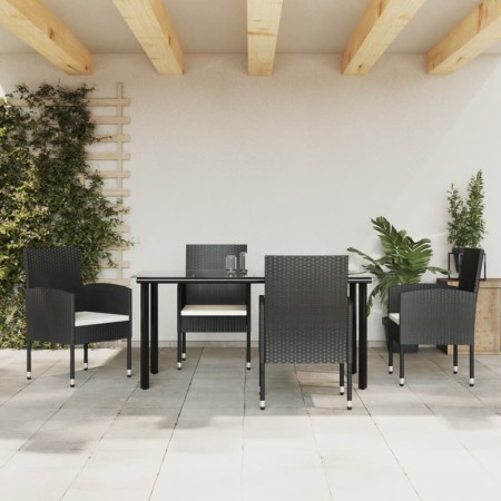 Juego de comedor de jardín 5 pzas ratán sintético y acero negro de , Conjuntos de jardín - Ref: Foro24-3203316, Precio: 282,2...