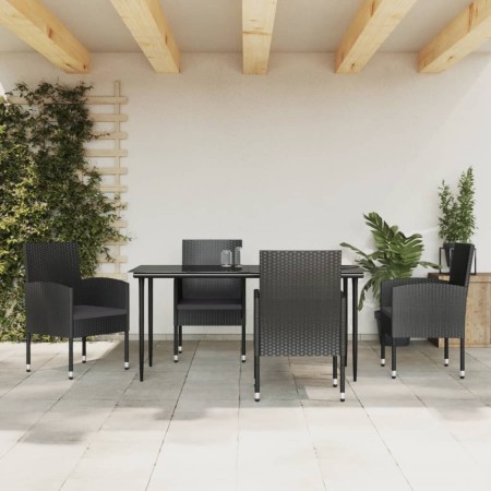 Juego de comedor de jardín 5 pzas ratán sintético y acero negro de , Conjuntos de jardín - Ref: Foro24-3203340, Precio: 398,9...