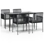 Set comedor jardín 5 pzas y cojines acero ratán sintético negro de , Conjuntos de jardín - Ref: Foro24-3187067, Precio: 399,3...