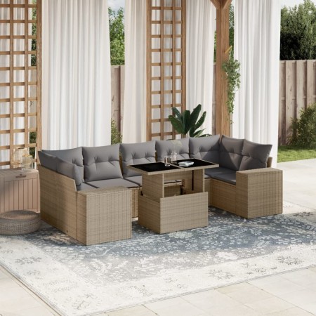 Set de sofás de jardín y cojines 8 piezas ratán sintético beige en Conjuntos de jardín | Comprar online en Foru.es