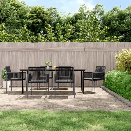 Set comedor jardín 7 pzas y cojines acero ratán sintético negro de , Conjuntos de jardín - Ref: Foro24-3187071, Precio: 646,4...