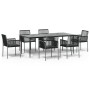 Set comedor jardín 7 pzas y cojines acero ratán sintético negro de , Conjuntos de jardín - Ref: Foro24-3187071, Precio: 646,4...