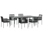 Set comedor jardín 7 pzas y cojines acero ratán sintético negro de , Conjuntos de jardín - Ref: Foro24-3187071, Precio: 646,4...