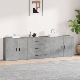 Aparadores 3 piezas madera contrachapada gris cemento de , Aparadores - Ref: Foro24-3185403, Precio: 259,24 €, Descuento: %