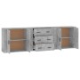 Aparadores 3 piezas madera contrachapada gris cemento de , Aparadores - Ref: Foro24-3185403, Precio: 259,24 €, Descuento: %
