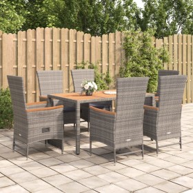 Set comedor jardín 7 pzas y cojines ratán sintético gris de , Conjuntos de jardín - Ref: Foro24-3157551, Precio: 878,30 €, De...