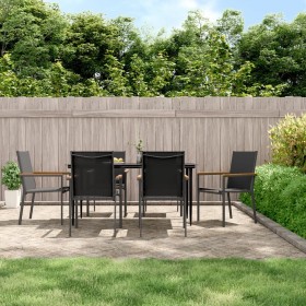 Juego de comedor para jardín 7 piezas acero y textilene negro de , Conjuntos de jardín - Ref: Foro24-3187038, Precio: 411,30 ...