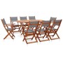 Set de comedor de jardín 9 pzas madera eucalipto textilene gris de , Conjuntos de jardín - Ref: Foro24-278912, Precio: 658,12...