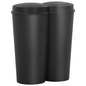 Cubo de basura doble negro 50 L de vidaXL, Cubos de la basura y papeleras - Ref: Foro24-150692, Precio: 62,23 €, Descuento: %