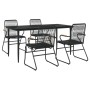 Juego de comedor de jardín 5 piezas ratán PVC negro de , Conjuntos de jardín - Ref: Foro24-3156576, Precio: 353,71 €, Descuen...