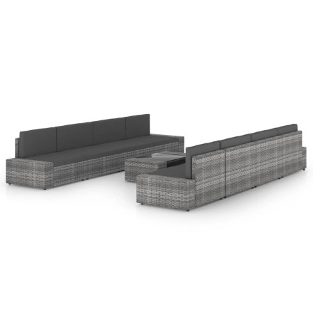 Juego muebles de jardín 9 pzas y cojines ratán sintético gris de , Conjuntos de jardín - Ref: Foro24-3067176, Precio: 845,52 ...