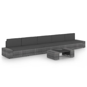 Juego muebles de jardín 6 pzas y cojines ratán sintético gris de , Conjuntos de jardín - Ref: Foro24-3067181, Precio: 548,08 ...