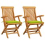 Sillas de jardín 2 uds madera teca con cojines verde brillante de , Sillas de jardín - Ref: Foro24-3062498, Precio: 197,97 €,...
