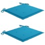 Sillas de jardín 2 uds madera maciza de teca con cojines azules de , Sillas de jardín - Ref: Foro24-3062491, Precio: 189,70 €...