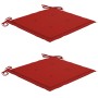 Sillas de jardín 2 uds madera maciza de teca con cojines rojos de , Sillas de jardín - Ref: Foro24-3062493, Precio: 187,89 €,...