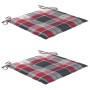 Sillas de jardín 2 uds madera teca con cojines a cuadros rojos de , Sillas de jardín - Ref: Foro24-3062500, Precio: 195,06 €,...
