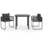 Set de comedor de jardín de 3 piezas PVC ratán negro de , Conjuntos de jardín - Ref: Foro24-3060094, Precio: 222,52 €, Descue...