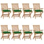 Sillas de jardín 8 uds madera maciza de teca con cojines verdes de , Sillas de jardín - Ref: Foro24-3072909, Precio: 630,01 €...