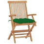 Sillas de jardín 8 uds madera maciza de teca con cojines verdes de , Sillas de jardín - Ref: Foro24-3072909, Precio: 630,01 €...