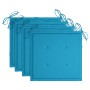 Sillas de jardín 4 uds madera maciza de teca con cojines azules de , Sillas de jardín - Ref: Foro24-3065621, Precio: 376,54 €...