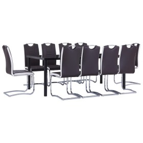 Juego de comedor 11 piezas cuero sintético marrón de , muebles para cocinas y comedores - Ref: Foro24-3053167, Precio: 866,37...