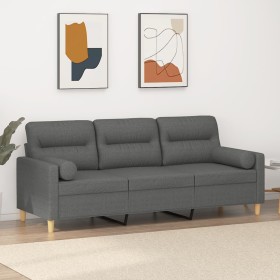 Sofá de 3 plazas con cojines tela gris oscuro 180 cm de , Sofás - Ref: Foro24-3200830, Precio: 299,66 €, Descuento: %