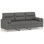 Sofá de 3 plazas con cojines tela gris oscuro 180 cm de , Sofás - Ref: Foro24-3200830, Precio: 299,66 €, Descuento: %